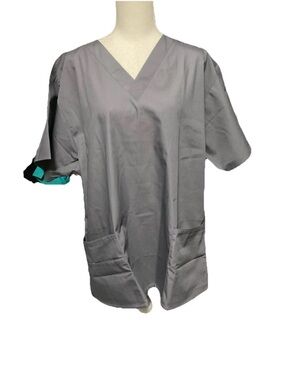 Wink womens Modern Fit Pewter Gray V-Neck Scrub 5 Pocket Top XL